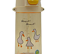 Пляшка для води CASNO 690 мл KXN-1219 Помаранчева (Гуси) з соломинкою, фото 6