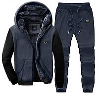 Чоловічий утеплений спортивний костюм на хутрі зимовий теплий на флісі 48-50 52-54