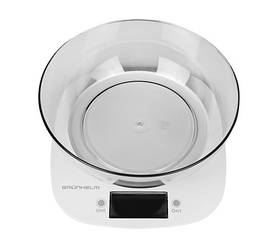 Кухонні електронні ваги з чашею Grunhelm KES-1PW до 5 кг точність 1 г автoвимкнення тарокомпенсація білі