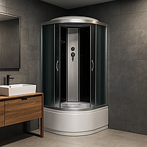 Душовий бокс Vivia 95 RC BF Black Fabric 90х90х215 см з глибоким піддоном тоноване скло, фото 2