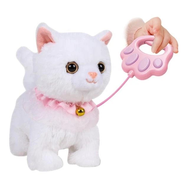 Інтерактивний вихованець м'який плюшевий кошеня на повідку для ігор з іграшковим улюбленцем Котик ходить нявкає реагує на дотик, фото 1