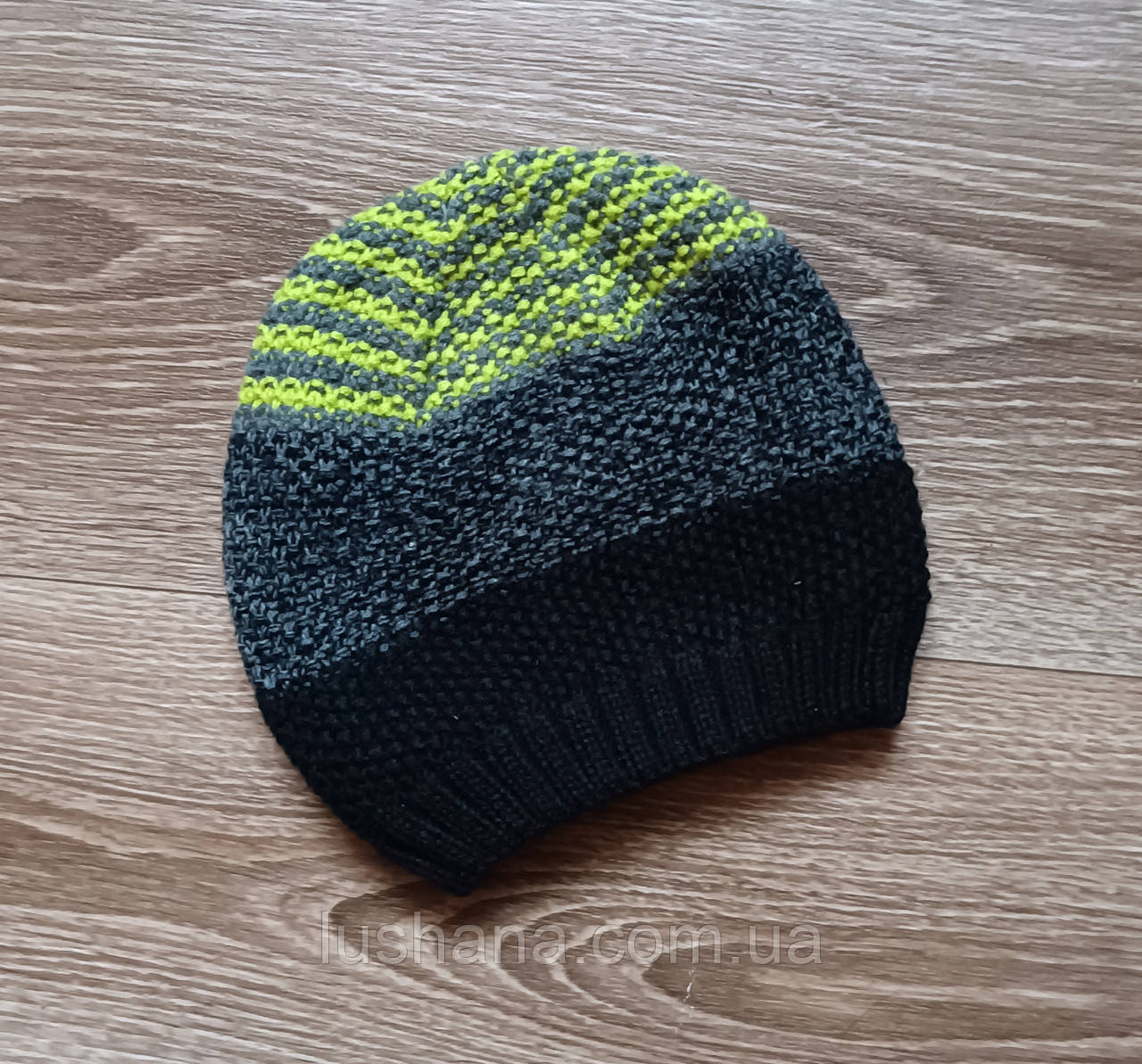 Дитяча шапка на флісі на хлопчика, смужки / 104-116 / 3-6 р. / ОГ 50-54, фото 1