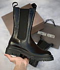Жіночі осінні чоботи Veneta високі челсі з гумками з натуральної шкіри чорні на тракторній підошві, фото 2