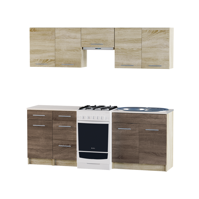 Кухня 2,1м ЕКО 2103 зі стільницею  Сонома/Трюфель