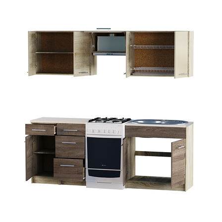 Кухня 2,1м ЕКО 2103 зі стільницею  Сонома/Трюфель, фото 2