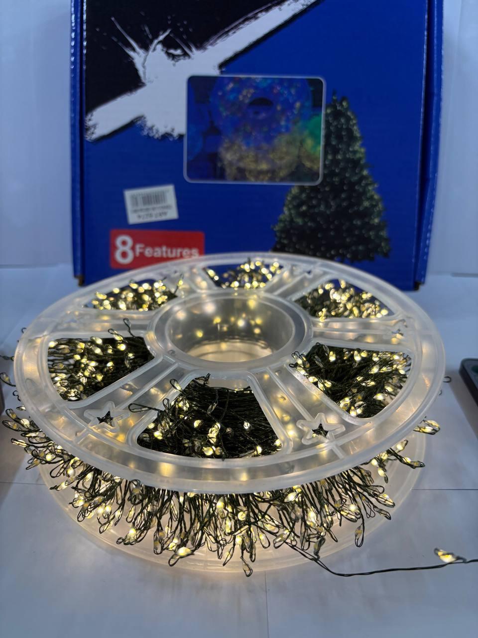 Гірлянда Мішура зелений провід 220В пульт ДК 8 режимів 50м 1500LED (теплий білий) G-LINE-50M1500-WW 30шт 6274, фото 1