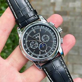 Чоловічий механічний наручний годинник Forsining 319 Black-Silver-Black з автопідзаводом.