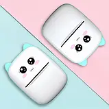 Портативний термопринтер мобільний міні принтер з наклейками Котик X5 бірюзовий з набором паперу 12 шт, фото 3