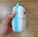 Портативний термопринтер мобільний міні принтер з наклейками Котик X5 бірюзовий з набором паперу 12 шт, фото 9