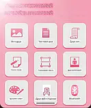 Портативний термопринтер мобільний міні принтер з наклейками Котик X5 рожевий з набором паперу 12 шт, фото 4