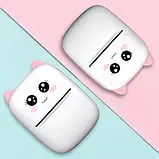 Портативний термопринтер мобільний міні принтер з наклейками Котик X5 рожевий з набором паперу 12 шт, фото 5