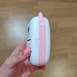 Портативний термопринтер мобільний міні принтер з наклейками Котик X5 рожевий з набором паперу 12 шт, фото 6