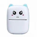 Портативний термопринтер мобільний міні принтер з наклейками Котик X1 бірюзовий з набором паперу 12 шт, фото 3