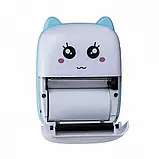 Портативний термопринтер мобільний міні принтер з наклейками Котик X1 бірюзовий з набором паперу 12 шт, фото 4