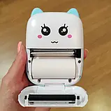 Портативний термопринтер мобільний міні принтер з наклейками Котик X1 бірюзовий з набором паперу 12 шт, фото 9