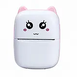 Портативний термопринтер мобільний міні принтер з наклейками Котик X1 рожевий з набором паперу 12 шт, фото 3