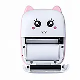Портативний термопринтер мобільний міні принтер з наклейками Котик X1 рожевий з набором паперу 12 шт, фото 4