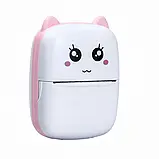 Портативний термопринтер мобільний міні принтер з наклейками Котик X1 рожевий з набором паперу 12 шт, фото 5