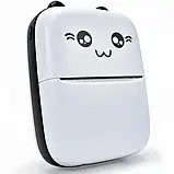 Портативний термопринтер мобільний міні принтер з наклейками Котик 09 чорний з набором паперу 12 шт, фото 2