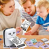 Портативний термопринтер мобільний міні принтер з наклейками Котик 09 чорний з набором паперу 12 шт, фото 6