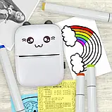 Портативний термопринтер мобільний міні принтер з наклейками Котик 09 чорний з набором паперу 12 шт, фото 7