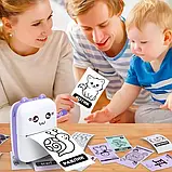 Портативний термопринтер мобільний міні принтер з наклейками Котик 09 фіолетовий з набором паперу 12 шт, фото 5