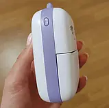 Портативний термопринтер мобільний міні принтер з наклейками Котик 09 фіолетовий з набором паперу 12 шт, фото 9