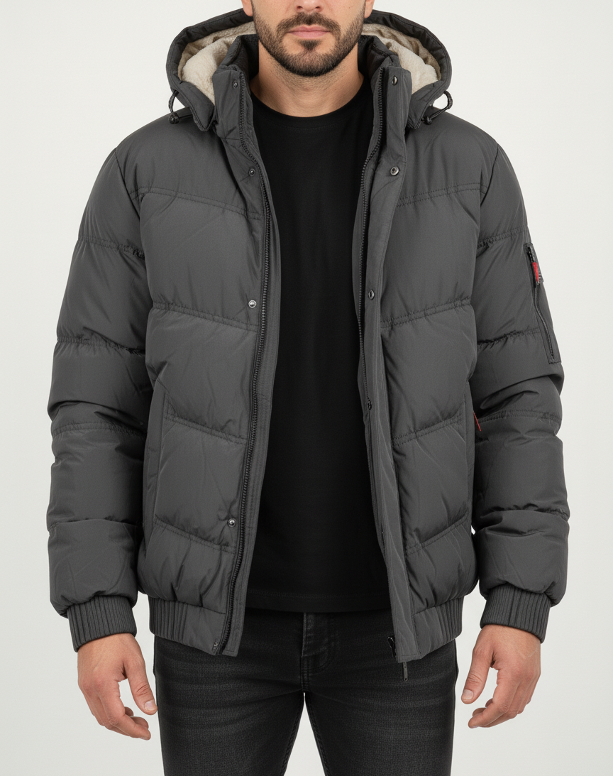 Куртка чоловіча зимова стьобана сіра (SP8612), фото 1