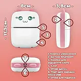 Портативний термопринтер мобільний міні принтер з наклейками Котик 09 рожевий з набором паперу 12 шт, фото 5