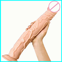 Фаллоимитатор на присоске 34 х 5 см, Фаллос реалистичный, Большой дилдо на присоске, ТОР Dropp