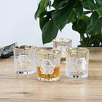 Набір кришталевих склянок Лідер 6 шт звірі із золотими накладками