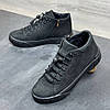 Зимові чоловічі шкіряні черевики, кросівки на блискавці чорні утеплені з натурального нубука на хутрі на зиму, розмір 40-45, фото 4