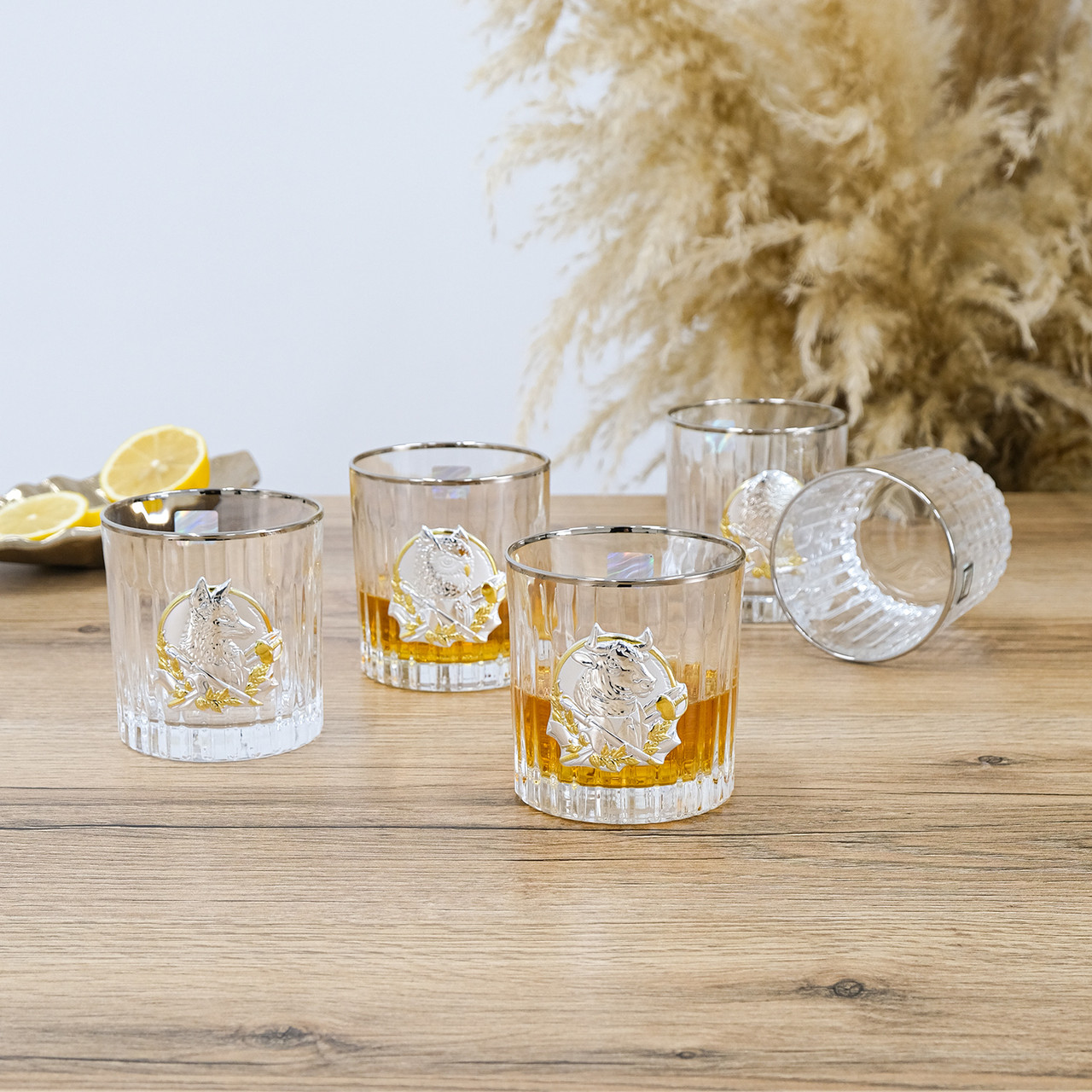 Набір для віскі Бокали Лідер Платинум 6 шт з платиною та золотими накладками, фото 1