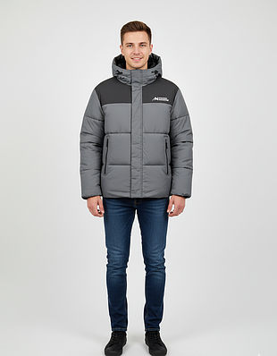 Куртка чоловіча зимова з капюшоном  сіра (9962)