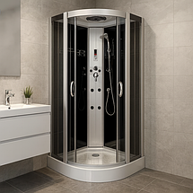 Душовий бокс Vivia 163 RC 100х100х215 см на низькому піддоні з гідромасажем тоноване скло, фото 2