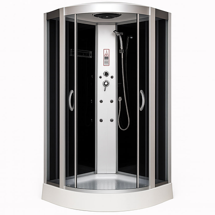 Душовий бокс Vivia 163 RC 100х100х215 см на низькому піддоні з гідромасажем тоноване скло, фото 1