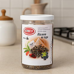 Ароматизований чай у пірамідках чорний/зелений купаж «Лісові ягоди» у банці 20×2 г