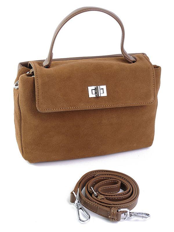 Сумка Женская замш кожа Y-516 Brown.Купити жіночі сумки гуртом і в роздріб із натуральної шкіри в Україні, фото 1