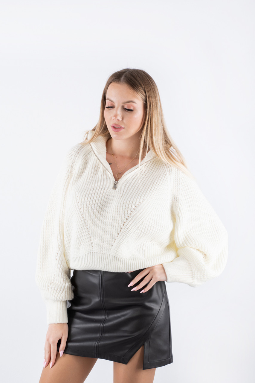 Cветр поло з блискавкою молочний 102182 (2000000155425), фото 1