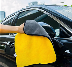 Серветка із мікрофібри жовто-сіра, 30х30 см