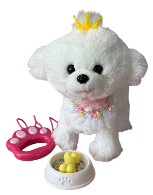 Дитяча пухнаста іграшка собачка інтерактивний друг на пульті повідку з функціями Ходить гавкає відчуває дотик і звук, фото 1