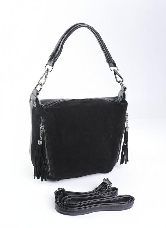 Сумка Женская замш кожа 312-1 Black.Купити жіночі сумки гуртом і в роздріб із натуральної шкіри в Україні, фото 1