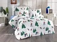 Новорічний комплект постільної білизни з фланелі ТМ Belizza сімейний розмір Candle