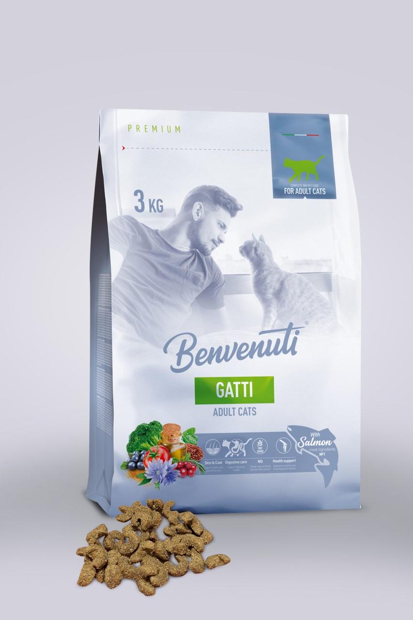 Benvenuti Gatti - Сухий корм для котів з лососем 3 кг, фото 1