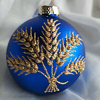 Ялинкова скляна куля 65 мм "Колоски символ"