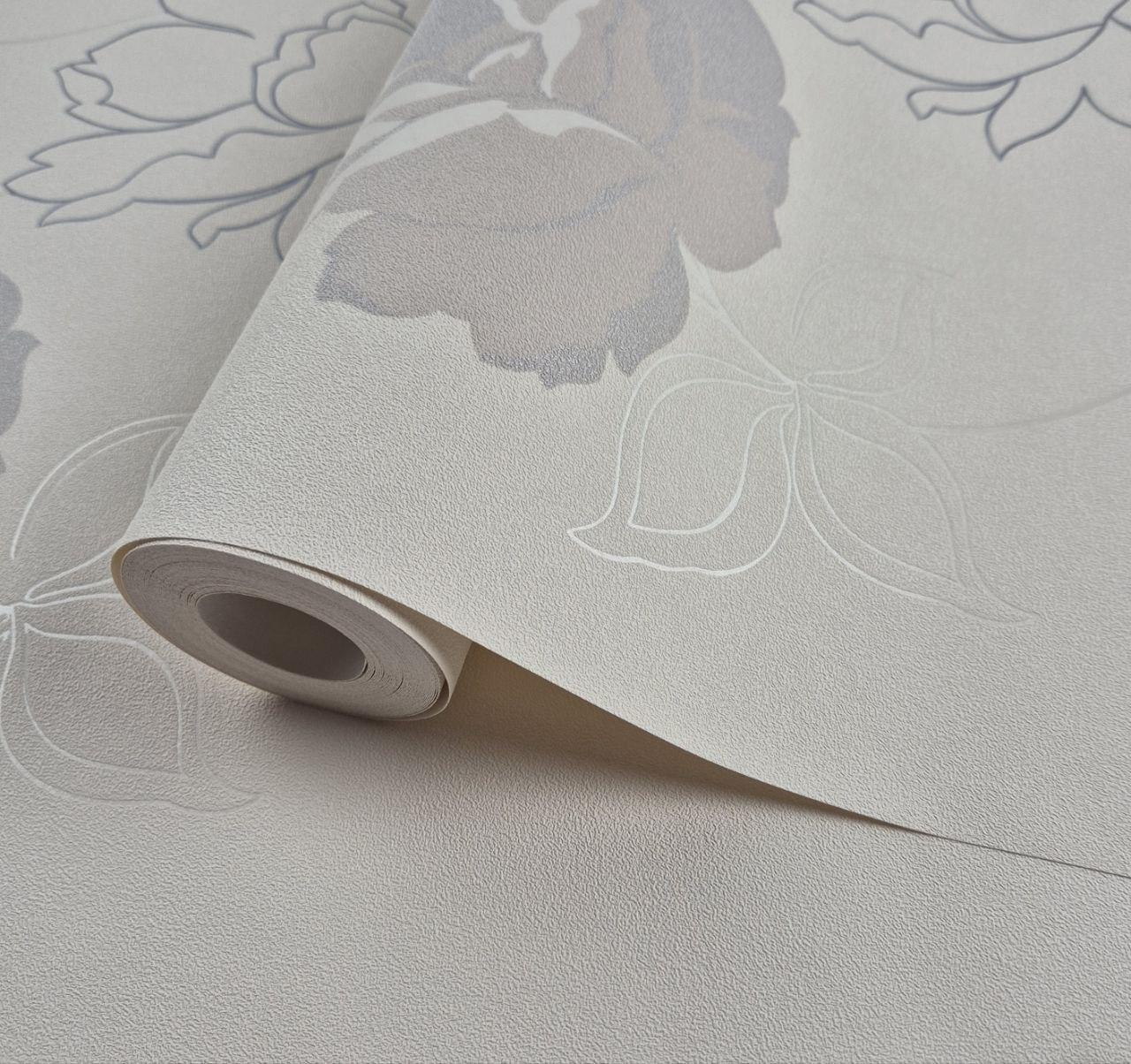 Шпалери вінілові на флізеліні 0.53 × 10.05 м Marburg 91637, молочні — для спальні, вітальні, коридору, фото 1