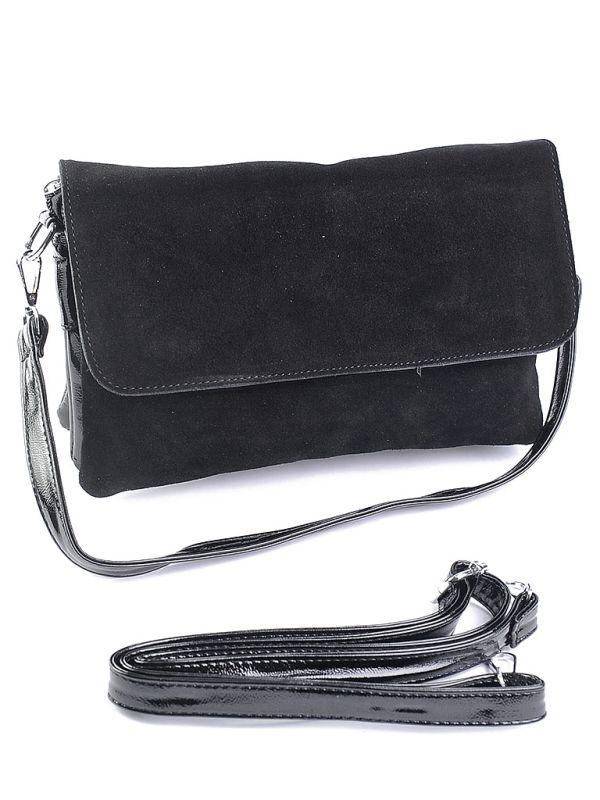 Сумка Женская замш кожа 00101-M Black.Купити жіночі сумки гуртом і в роздріб із натуральної шкіри в Україні