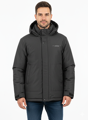 Куртка чоловіча зимова з капюшоном чорна (A638)