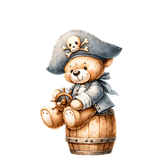 Ростова фігура - Ведмедик-пірат на бочці ( 70х46см )