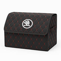 Органайзер у багажник автомобіля, чорний з червоною ниткою та лого Шкода